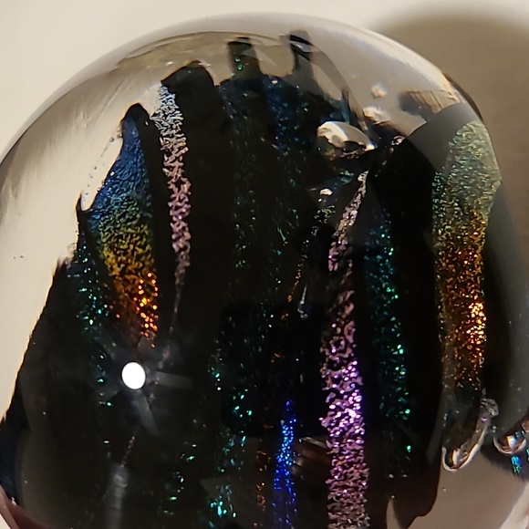 Dan Bergsma Art Glass Dichroic Swirl Signed Paperweight